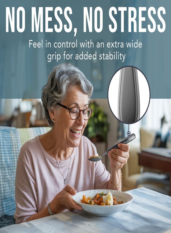 BUNMO Weighted Utensils for Hand Tremors - Elderly, Weak Hand Grip & Handicapped - Stainless Steel - Eat Independently - Weighted 3 Piece Set - Image 4